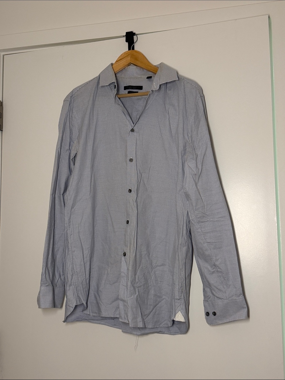 John Varvatos Light Blue Micro-Check Shirt Jacket